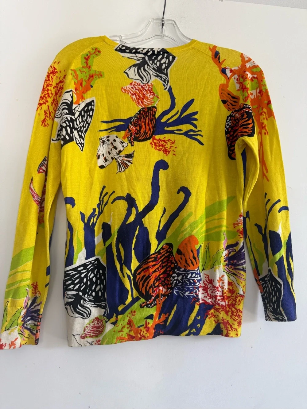 Balla Valentina Silk Cashmere Cardigan Sz 10 Tropical Fish Aquatic Marine Italy